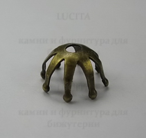 Винтажный декоративный элемент - шапочка 12х7 мм (оксид латуни) ()