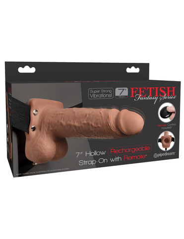Страпон с Вибрацией 7" HOLLOW STRAP ON Tan 339122PD