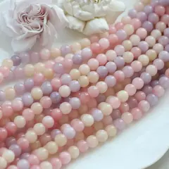 Тонированный кварц, пастельный микс, шарик, 8 мм, нить, К059