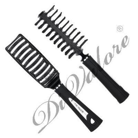 Di Valore 301-013 Расческа двухсторонняя с натуральной щетиной, ЧЕРНАЯ 22,6см