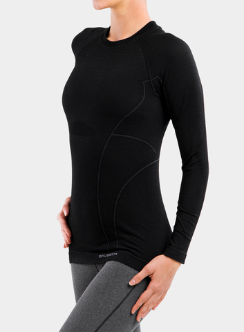 Термобелье женское Brubeck Active Wool терморубашка черная