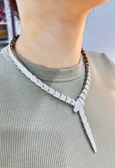 84052- Колье ЗМЕЯ (плоская) из стали с цирконами, качество lux, коллекция SERPENTI