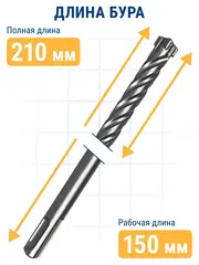 Бур SDS-plus ПРАКТИКА 16 х 150/210 мм, Х-тип серия Эксперт по бетону (775-969)
