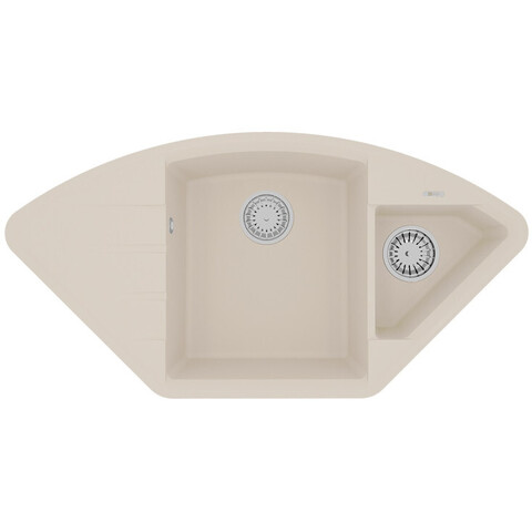 Lemark Irkana 9910048 Кухонная мойка 980 врезная угловая с доп. чашей и крылом из кварцгранита цвет: Шампань