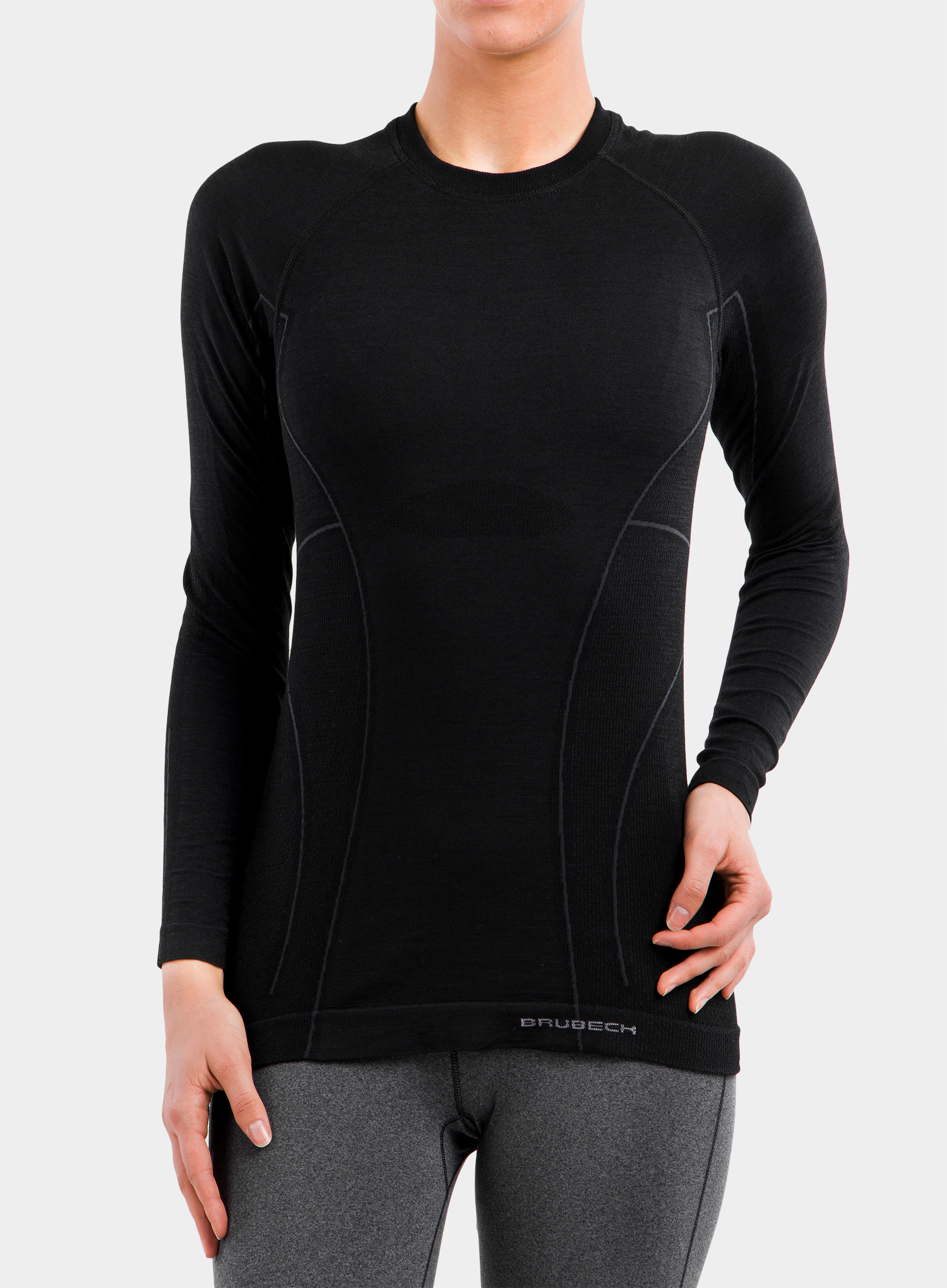 Термобелье женское Brubeck Active Wool терморубашка черная - 2