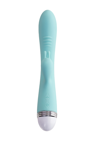 Вибратор с клиторальным стимулятором Flovetta IRIS, силикон, голубой, 22 см