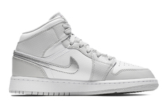 Jordan Air Jordan 1 Mid High top Basketball Shoes White Silver Unisex