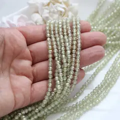 Цирконий кубический (фианит) граненый, оливковый, 4 мм нить, К249