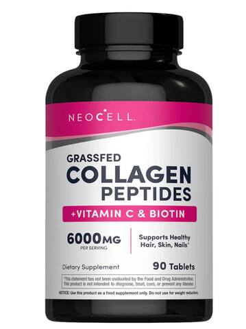 Neocell, Пептиды коллагена + витамин С и биотин, Collagen, + Vitamin C & Biotin, 6000 мг, 90 таблеток