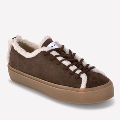 Замшевые кеды INUIKII Shearling Low Dark Brown на меху
