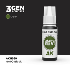 Акриловая краска AK Interactive NATO Black 3GEN AFV, 18мл