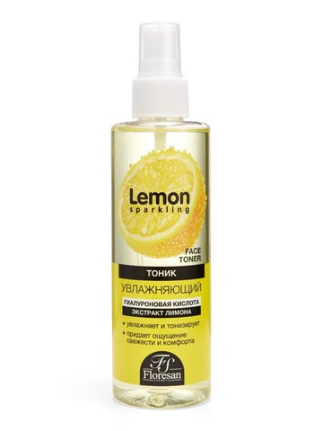 Floresan SPARKLING LEMON Тоник увлажняющий с гиалуроновой кислотой и экстрактом лимона,200мл (Ф-355)