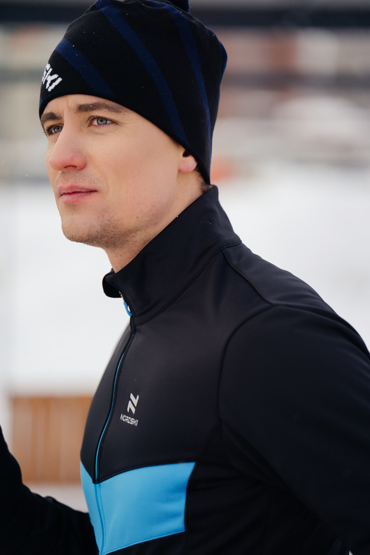 Мужская утепленная разминочная куртка Nordski Base black-blue - 10