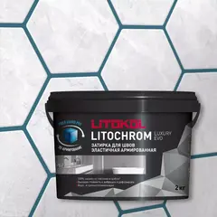 Затирка швов цементная Litokol Litochrom 1-6 Luxury Evo LLE.365 Лазурно-серый, ведро 2 кг