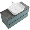 BelBagno KRAFT-1200-2C-SO-AO База под раковину подвесная с фрезерованными ручками по всей длине фасада с двумя выкатн. ящ., Голубой Мат.,1200x455x500
