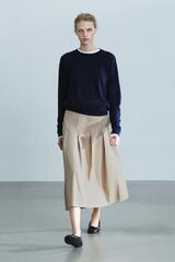 ZARA ЮБКА МИДИ СО СКЛАДКАМИ — ZW COLLECTION, МЯГКИЙ КАШТАНОВЫЙ