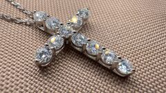 Крестик 3см на цепочке в стиле TIFFANY из серебра с муассанитами