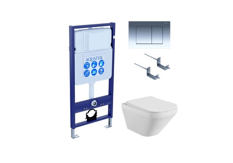 Aquatek Лира SET AQUATEK ЛИРА-010 4В1 Инсталляция с унитазом и клавишей, цвет: белый