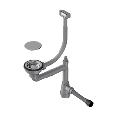 Omoikiri WK-1C-IN 4956472 Арматура для одночашевых моек с прямоугольным переливом и декоративным элементом для корзины, нержавеющая сталь фото
