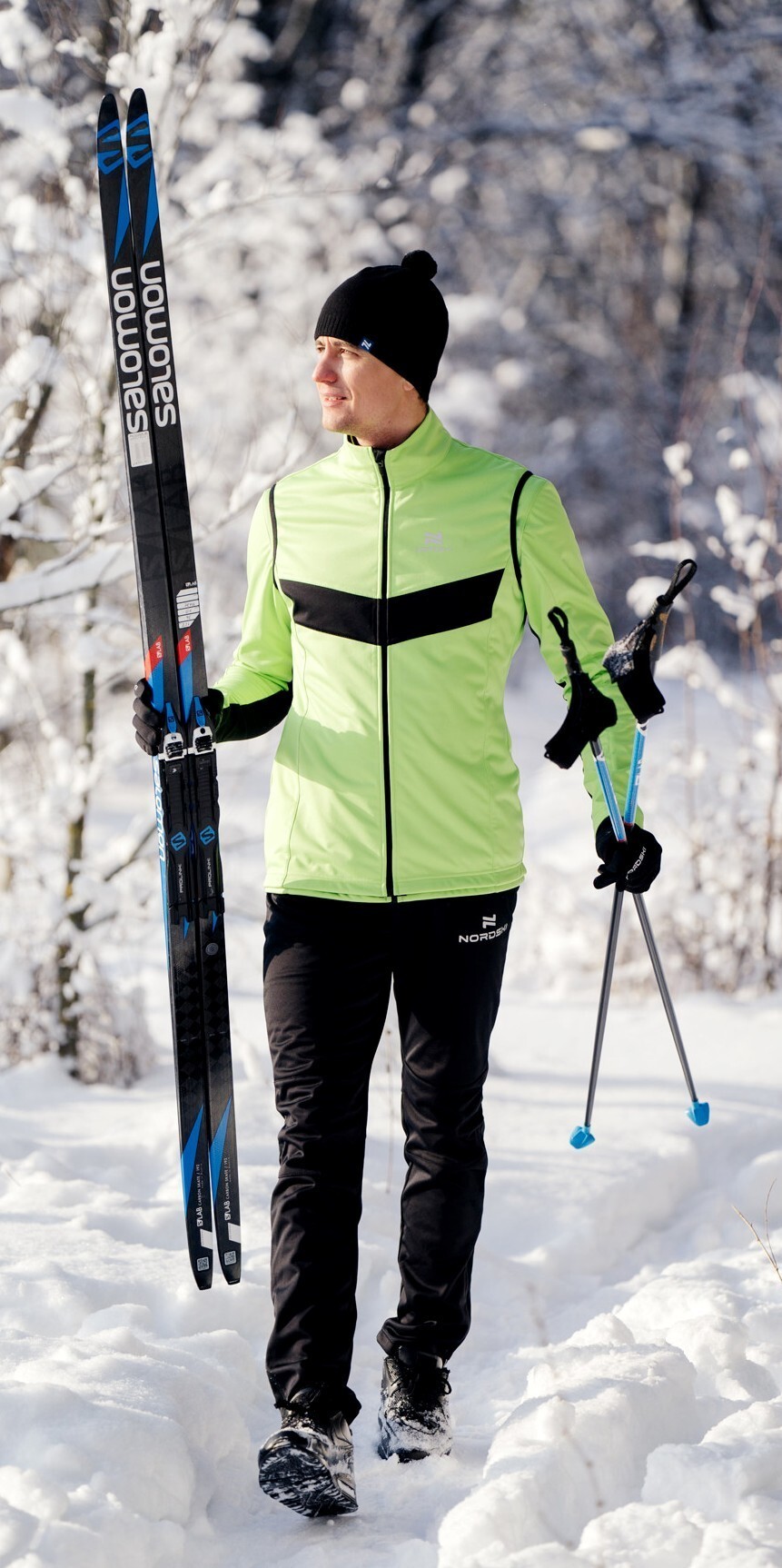 Мужской утепленный разминочный костюм Nordski Base lime-black
