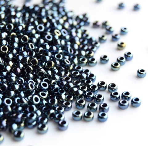 8/0 RR-0456 Бисер круглый Миюки Оружейная сталь радужный /Miyuki round 8/0 Metallic Iris Gunmetal