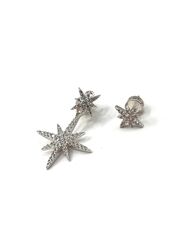 AE1097- Ассиметричные серьги-пусеты Meteorites из серебра 925 пробы с цирконами