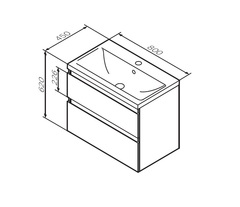 Тумба с раковиной, подвесная, 80 см, 2 ящика, белый глянец, AM.PM X-Joy - M85AFHX0802WG