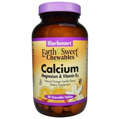 Bluebonnet Nutrition, Кальций, магний и витамин D3, апельсин-ваниль, 90 жевательных таблеток