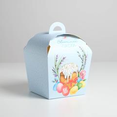 Коробка складная голубая«Светлой Пасхи», 17 х 17 х 26 см