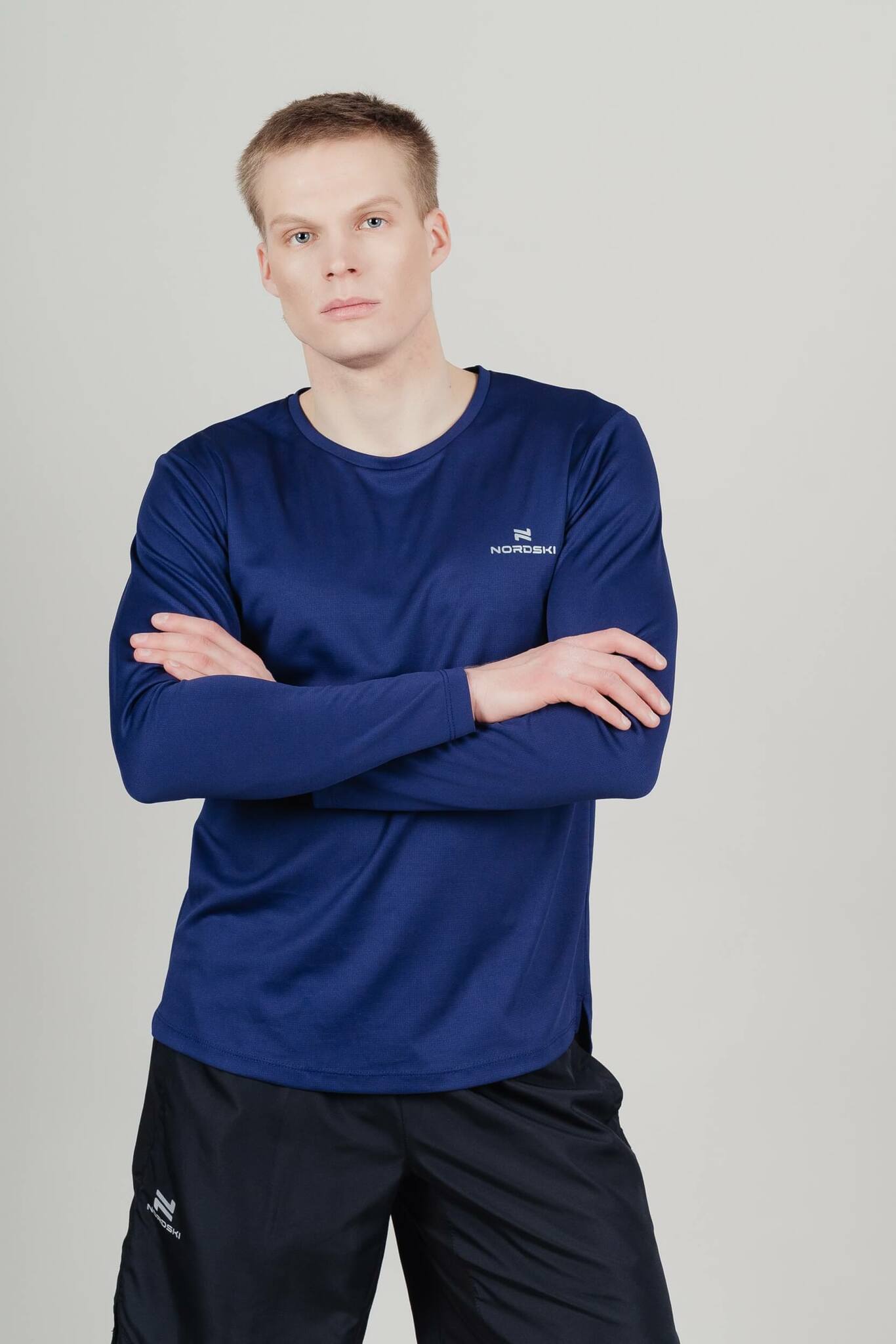 Футболка для бега с длинным рукавом Nordski Run темно-синяя - 7