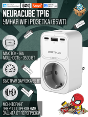Умная WiFi розетка NEURACUBE TP16, 16A/3500Вт (С функцией быстрой зарядки)