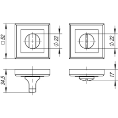 Ручка поворотная BK6.K.QL52 (BK6 QL) GR/CP-23 графит/хром