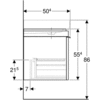 Geberit Citterio 500.567.JI.1 Тумба для раковины 133.4x55.4x50.4см, бежевый / глянцевое стекло, светлый дуб / меламин, структура дерева