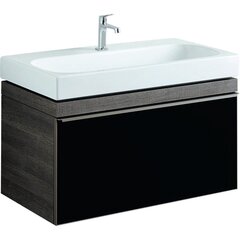 Geberit Citterio 500.559.JJ.1 Тумба для раковины 88.4x55.4x50.4см, черный / глянцевое стекло, темный дуб / меламин, структура дерева фото
