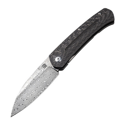 Складной нож Artisan Cutlery Centauri 1839G-DCF, рукоять титан/карбон, клинок дамаск