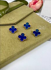 Серьги клевер на английском замке VCA качество yellow VGOLD