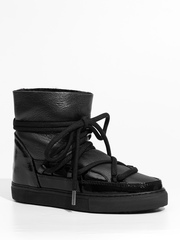 Высокие комбинированные кеды INUIKII Sneaker Gloss Black на меху