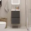 BelBagno UNO-MINI-400-2C-SO-GSO База под раковину подвесная с фрезеров. ручк. по всей длине фасада с двумя выкатн. ящ., Темно-Серый Ма., 400x395x608