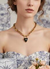Колье цепь крупная с подвеской сердце by DIOR в винтажном стиле