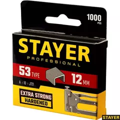 STAYER скобы тип 53 (A/10/JT21), 12 мм, калибр 23GA. 1000 шт. (3159-12)