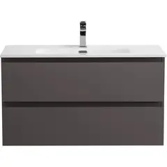BelBagno KRAFT-900-2C-SO-GSO База под раковину подвесная с фрезерованными ручками по всей длине фасада с двумя выкатн. ящ., Темно-Серый Мат.,900x455x500 фото