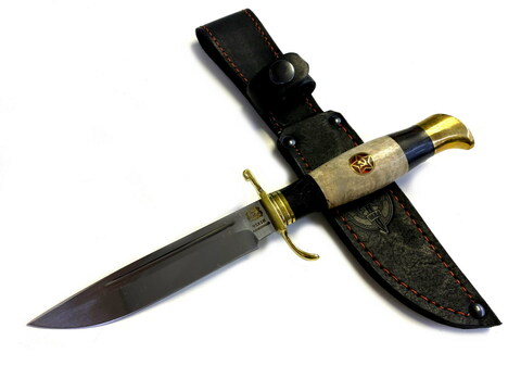 Финка НКВД со звездой, кованая 95х18, карельская береза, светлая