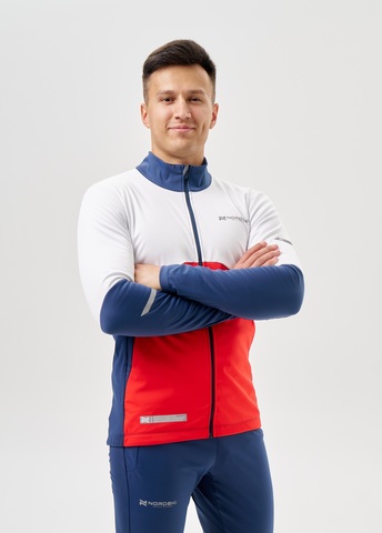 Мужская тренировочная лыжная куртка Nordski Pro 2.0 white-red-blue