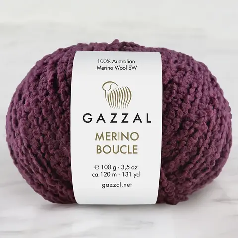 Пряжа Gazzal Merino Boucle 3767 винный