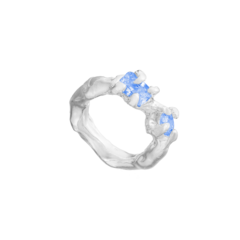 Кольцо Ассиметрия с голубыми фианитами / Blue Stone Ring