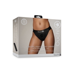 Трусики с вибропулей OUCH! Vibrating Strap-On Panty Harness With Open Back- M/L