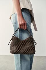 ZARA ПЛЕТЕНАЯ МИНИ-СУМКА, КОРИЧНЕВЫЙ
