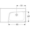 Geberit Xeno2 500.536.01.1 Раковина с полкой, 90x48см, Отверстие под смеситель=Без, Перелив=Без, Полочное пространство=Левая, Белый / Специальное керамическое покрытие KeraTect