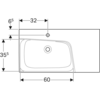Geberit Xeno2 500.533.01.1 Раковина с полкой, 90x48см, белый / Специальное керамическое покрытие KeraTect