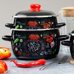 Кастрюля сталь, эмал, 5.5 л, с крыш, крышка сталь, Appetite, Gazpacho, 1RC221M, индукц
